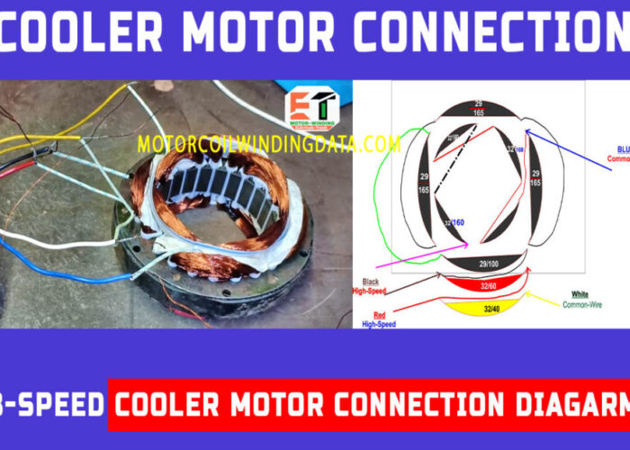 Motor winding connection | 3Speed cooler motor winding connection diagram in Hindi and English-motorcoilwindingdata.com