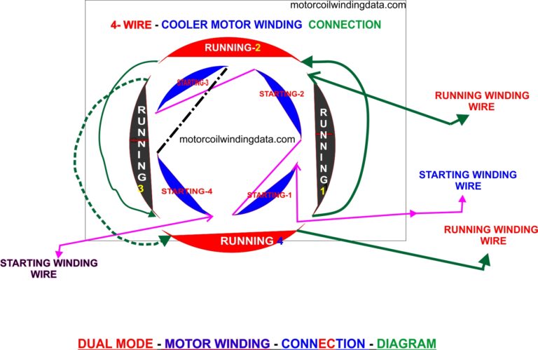 Single Speed Cooler Motor Winding |4 Wire Cooler Motor Connection Diagram